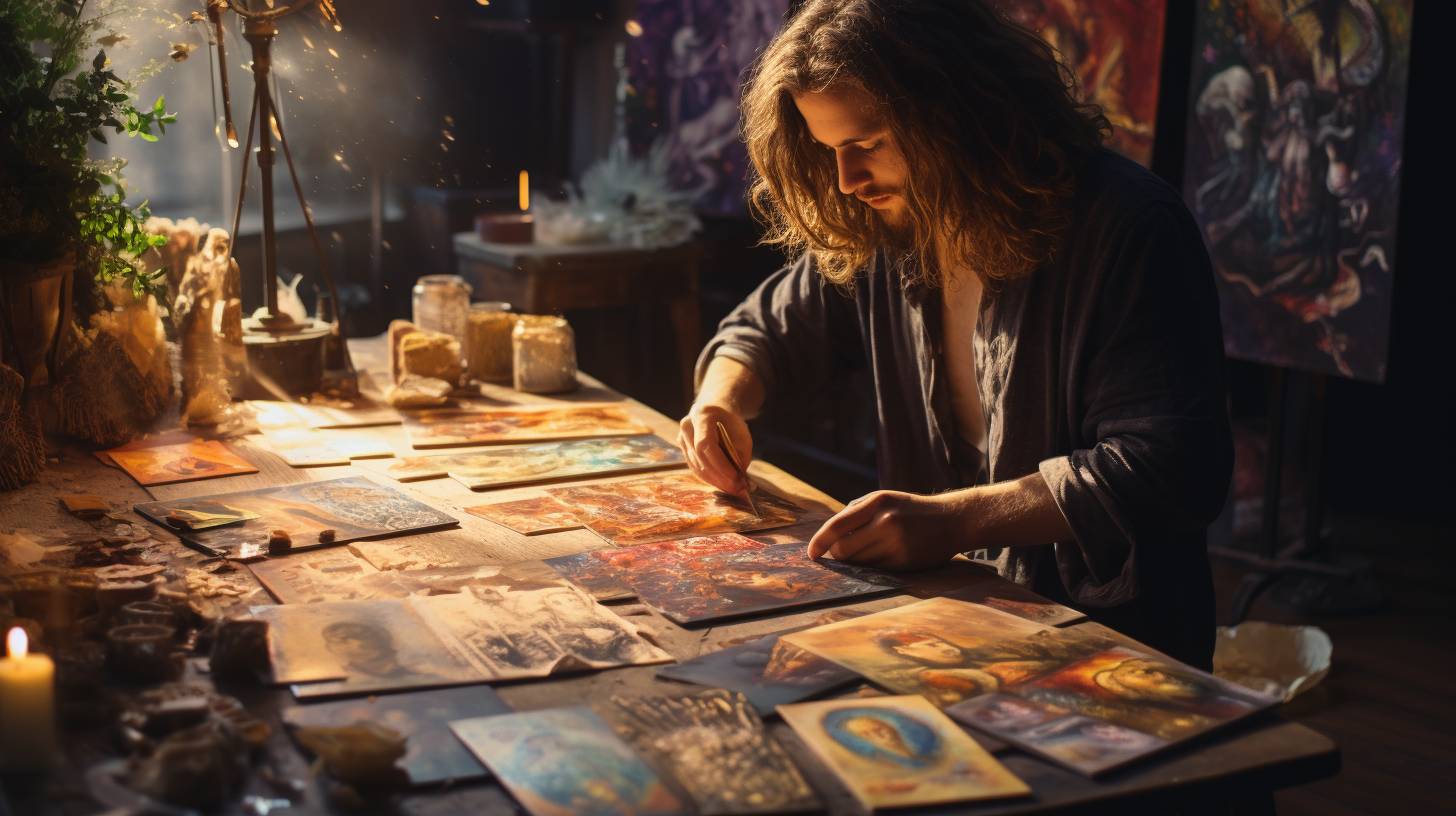 Indie Artist crafting tarot card