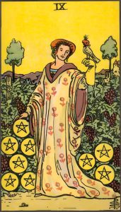 Nine of Pentacles Tarot Card