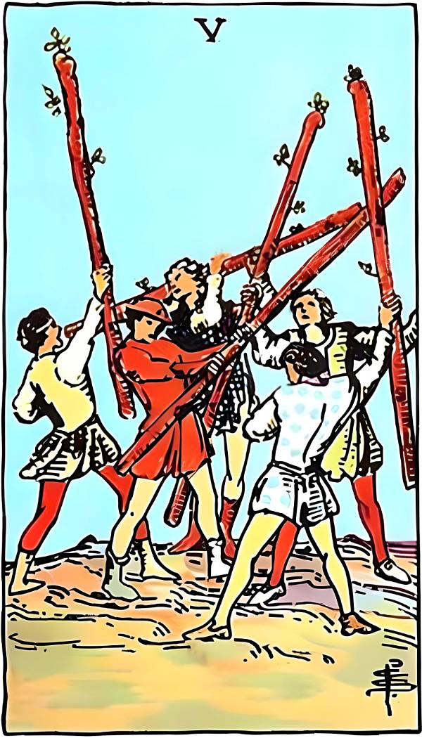 Five of Wands Tarot Card